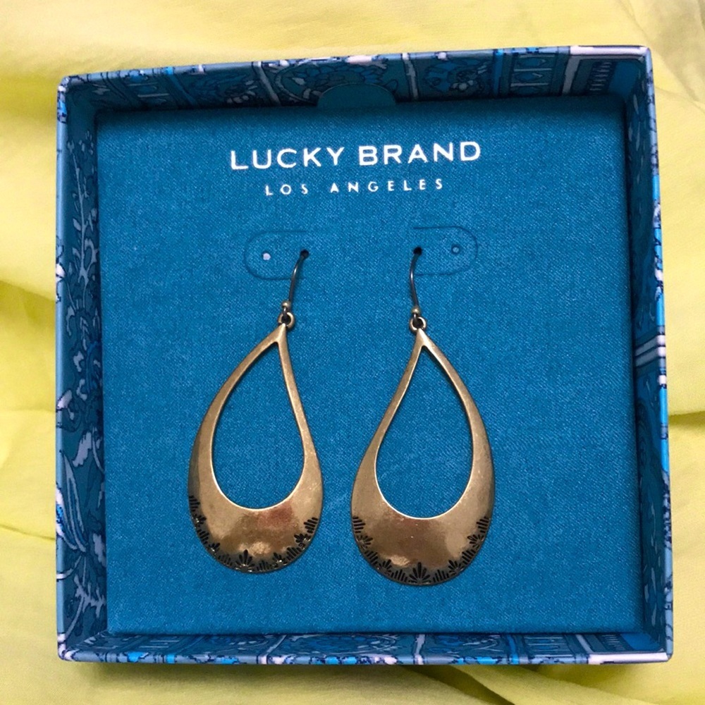 Lucky Brand Hoop tear drop earrings Gold - Picture 3 of 4